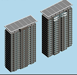 兩棟太陽能頂板式住宅樓模型