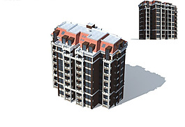 多层塔式小区住宅楼建筑3D模型