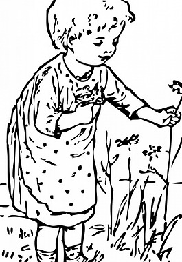 采摘花朵矢量插图