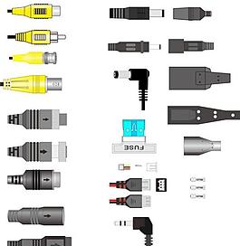 rca bnc视频线 四芯航空头 usb 耳机座 dc电源线接口图片