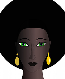 向量的黑人妇女 有绿色的眼睛画