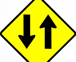 双向道路警示标志矢量图像