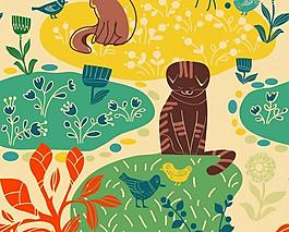 卡通背景 草原背景图片