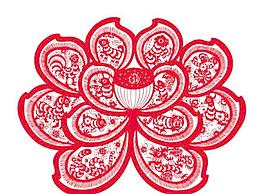 十二生肖荷花剪纸—矢量素材