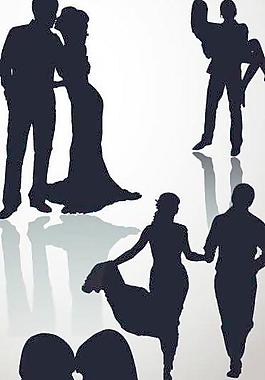 婚礼剪影矢量素材