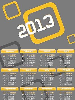 2013年灰色背景挂历矢量图