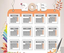 2013年挂历模板矢量图