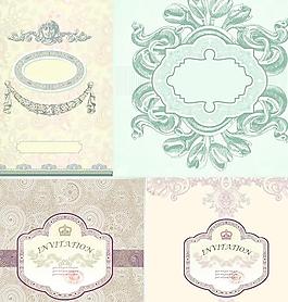 古典花纹邀请函封面设计矢量素材