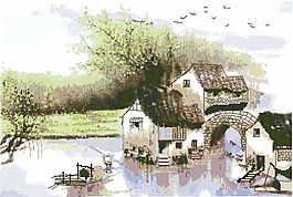 十字绣风景图纸江南水乡图片