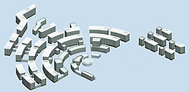弧形建筑规划3D模型