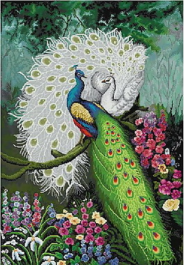 漂亮的十字绣孔雀图纸