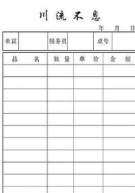 酒店点菜单