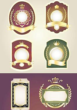 复古金边标签矢量图