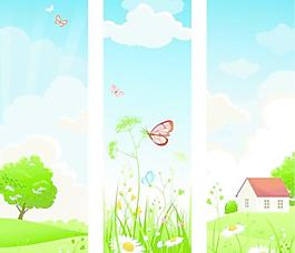 矢量绿色春天条幅背景图片