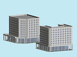 两栋大楼规划建筑3D模型