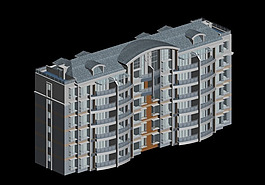 豪华冷色调住宅楼设计3D模型