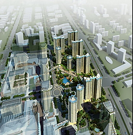 城市建筑规划设计鸟瞰效果图