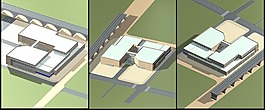 商业中心建筑群多方位3D效果图