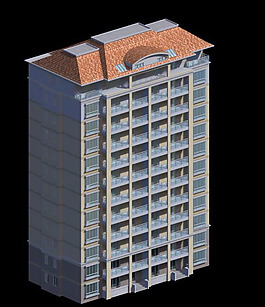 十一层塔式住宅楼3D模型