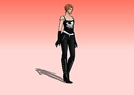 美女站式3D模型