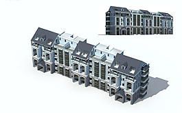 现代都市两栋豪华阁楼式住宅楼