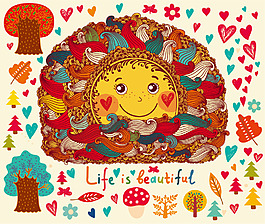 手绘卡通太阳矢量素材