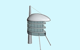 现代鸡蛋壳式建筑3D模型图