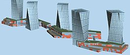 现代横切面立方体建筑3D模型图