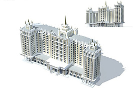 现代U型欧式建筑3D模型图
