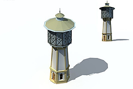 古代塔式欧式建筑3D模型图