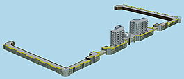U形商业街建筑群3D模型