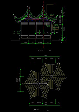 古典亭子支柱四角亭子cad施工詳圖cad亭子大全仿古亭亭頂俯視古亭亭頂