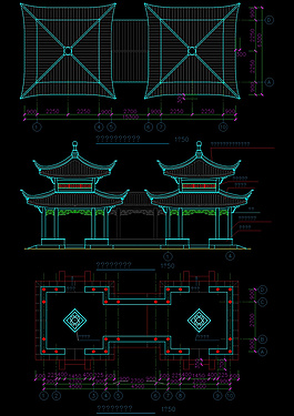 重檐亭内部剖析图纸