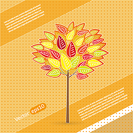 橙色树木树叶卡通封面设计