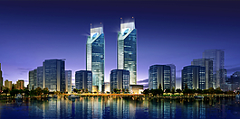 3D夜景城市PSD分层素材