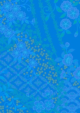 蓝色日式花纹背景