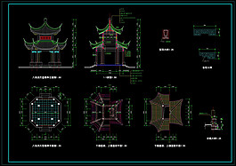 八角亭施工cad图纸