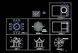 CAD八角亭建筑施工大样图详图