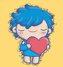 爱心男孩 卡通男孩
