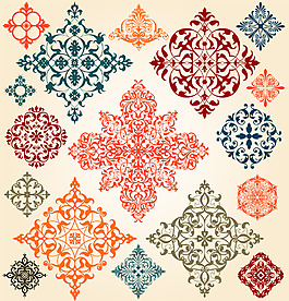 圆形方形矢量花纹