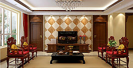 现代豪华厅室3d模型图