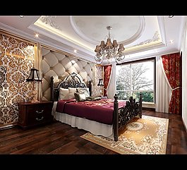 现代豪华卧室3d场景