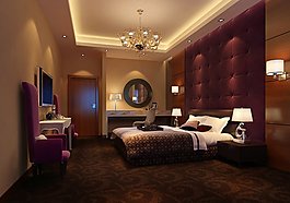现代豪华卧房3d场景