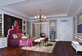 现代卧房3d场景素材