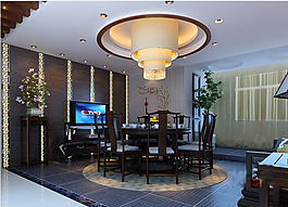 室内茶楼3d模型素材