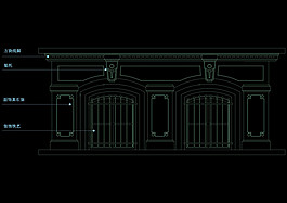 豪华大门cad图纸素材