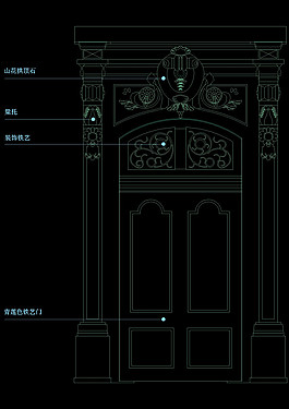 豪华大门cad图块素材