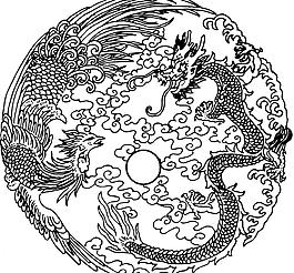龙凤 龙 凤凰 矢量线