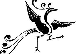 鸟 飞鸟 凤凰 矢量线