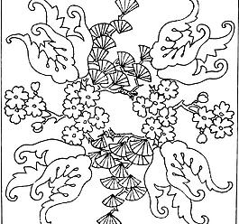 花草 花朵 矢量线图